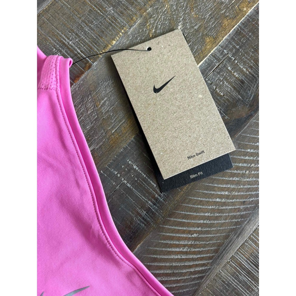 Nike Swift Dri-FIT Running Tank Top Womens Medium Pink Slim Fit HQ0620-675 NWT - Picture 3 of 7